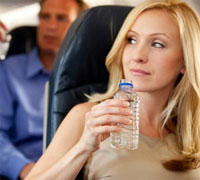 water op het vliegtuig